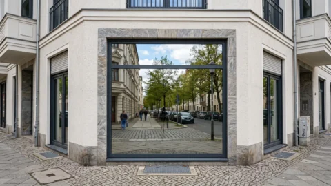 Prozor s reflektujućom folijom koja danju odbija pogled s ulice